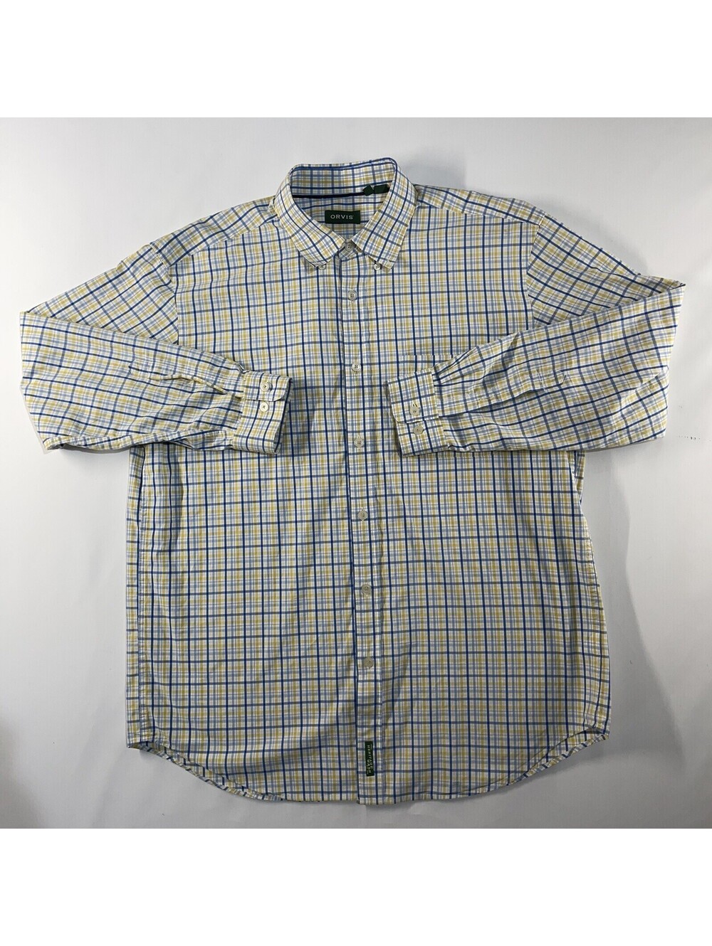 Orvis Men's Long Sleeve Shirt Size XL Check Blue Yellow RN70534 Pocket Outdoors